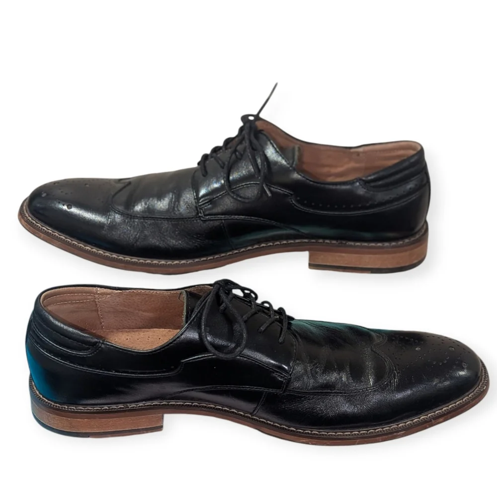 STACY ADAMS Men's Fletcher Wingtip Oxford Black Size 10.5 Formal Wedding Office